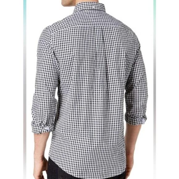 Tommy Hilfiger Navy White Gingham Check Button Down Shirt Medium Classic Fit - Picture 2 of 10
